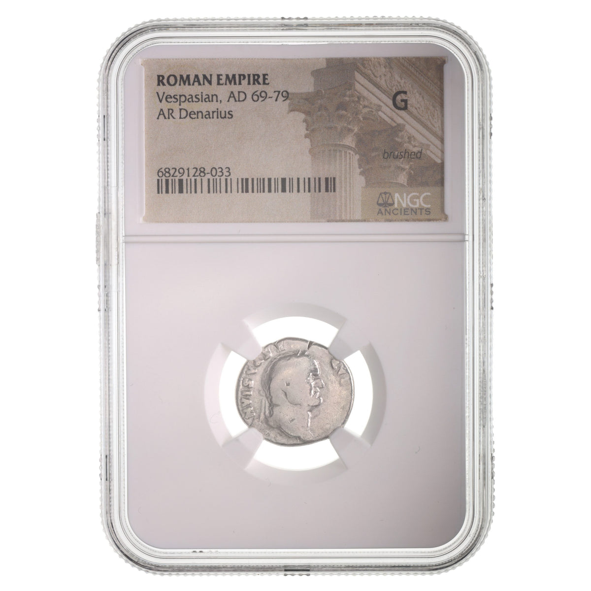 Vespasian (AD 69–79) Roman Empire AR Denarius NGC G representative stock photograph