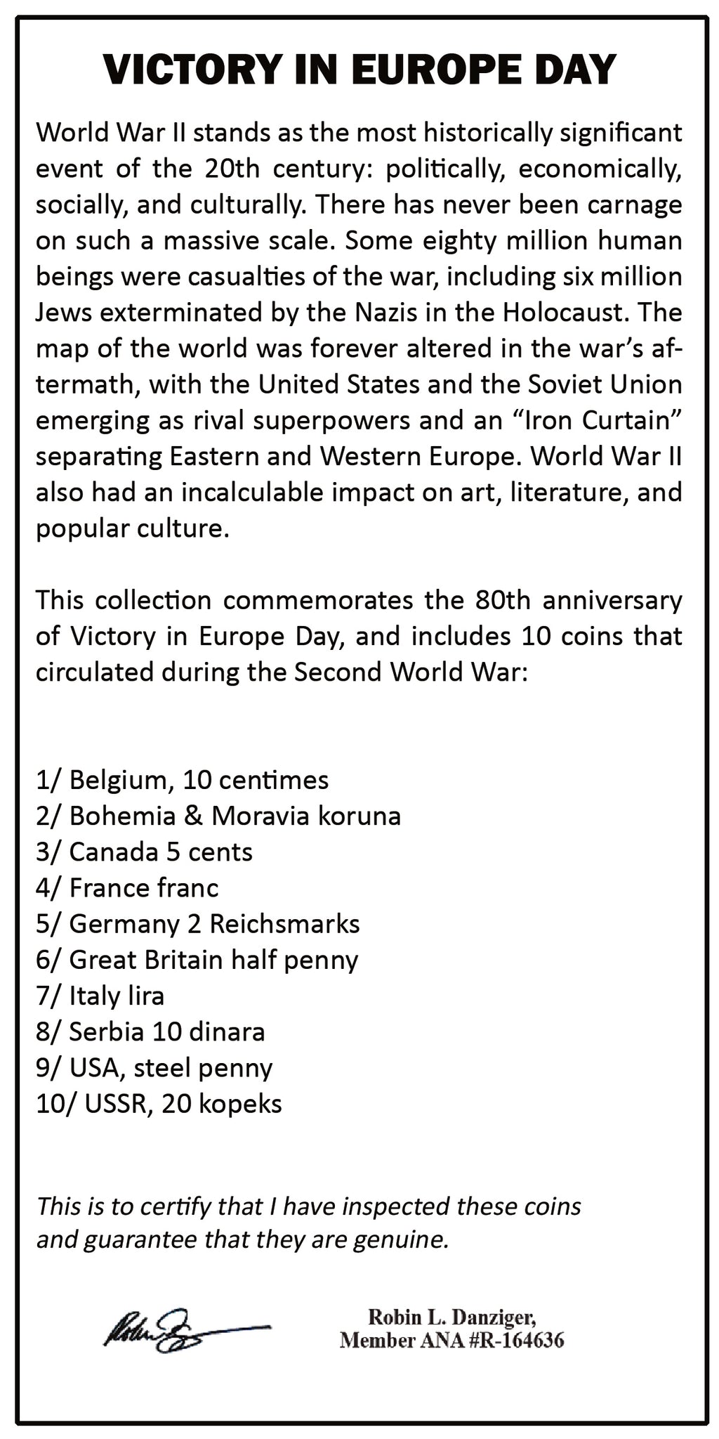 Victory in Europe Day, 1945-2025-80th Anniversary / 10 Coin Boxed Collection - image 3