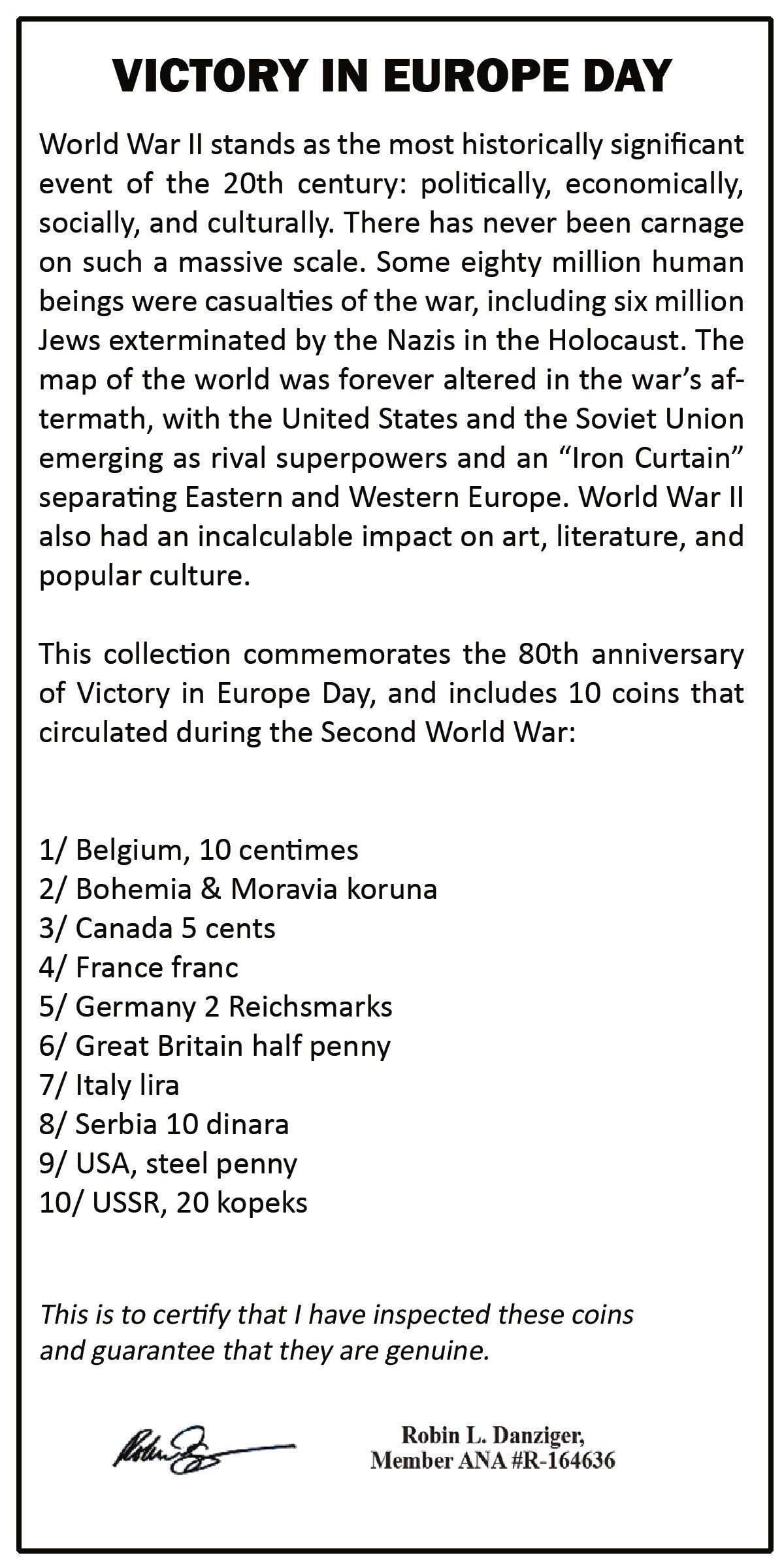 Victory in Europe Day, 1945-2025-80th Anniversary / 10 Coin Boxed Collection - image 3