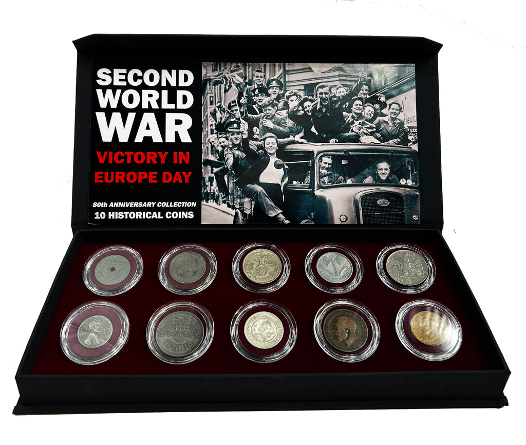 Victory in Europe Day, 1945-2025-80th Anniversary / 10 Coin Boxed Collection