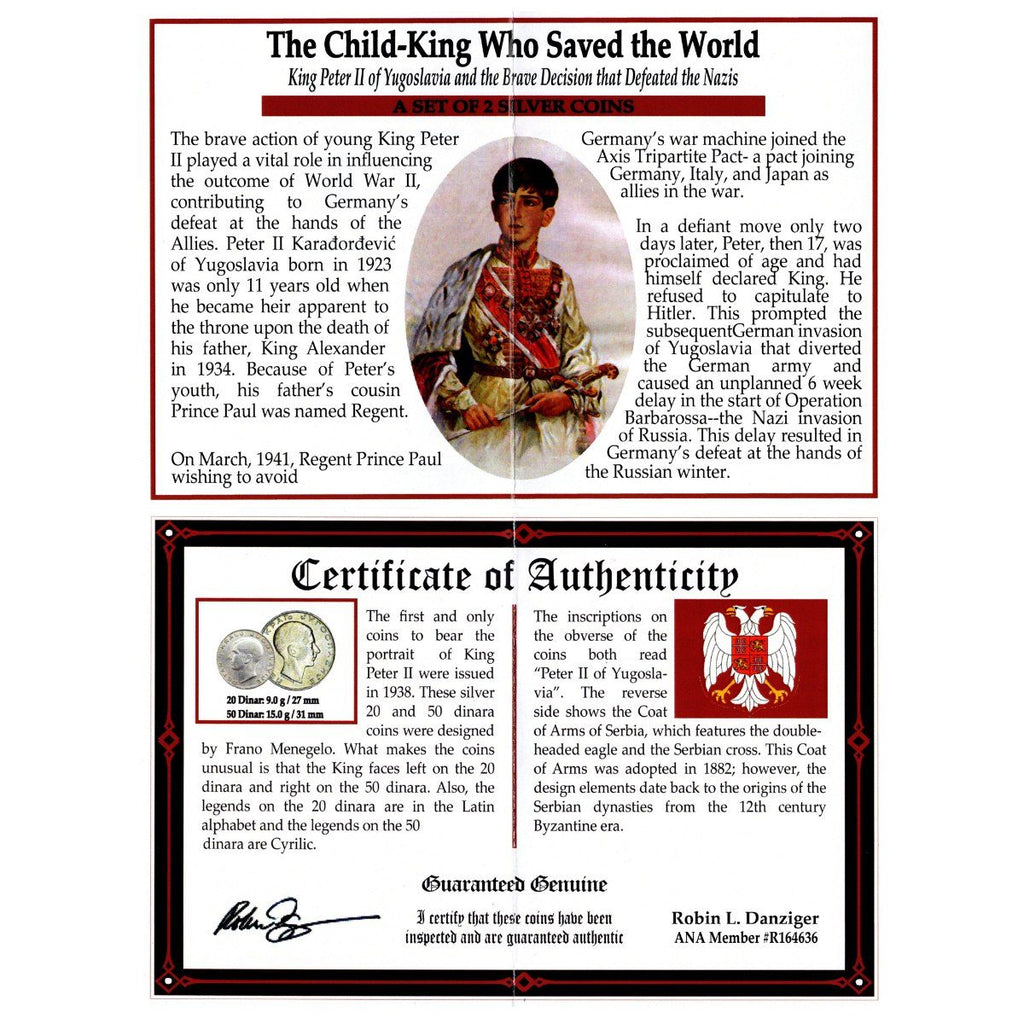 Child King Who Saved the Wold: Yugoslavia’s Peter II Box of 2 Silver Coins - image 3