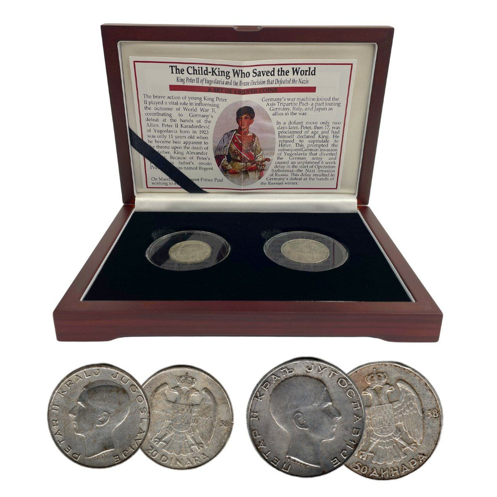 Child King Who Saved the Wold: Yugoslavia’s Peter II Box of 2 Silver Coins